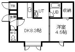 ルピナス24A(1DK/1階)の間取り写真