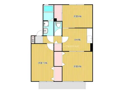 パークタウン新和B棟(3DK/1階)の間取り写真