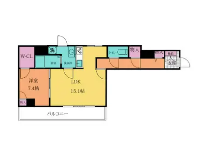 ルーヴル黄金(1LDK/7階)の間取り写真