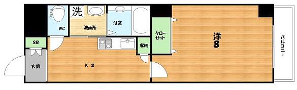 フリーディオ天の川(1K/6階)の間取り写真