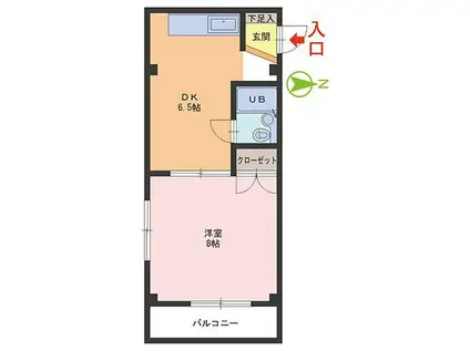 文6ホームズ(1DK/1階)の間取り写真