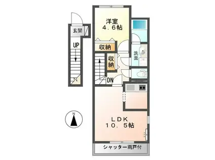 ヴェルジェV(1LDK/2階)の間取り写真