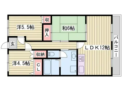 プラティーク英賀保(3LDK/5階)の間取り写真