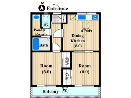 サンハイツ高山(2DK/1階)の間取り写真