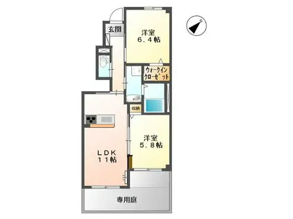 侑信輪II(2LDK/1階)の間取り写真