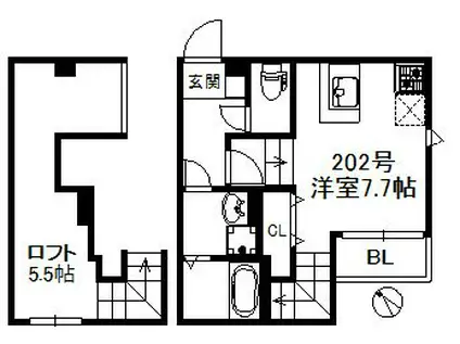 SAKURA HAKATA 552(ワンルーム/2階)の間取り写真