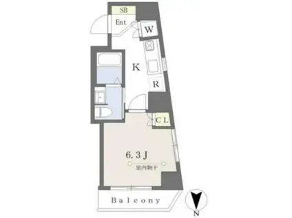 PARK LANE国分寺(1K/8階)の間取り写真