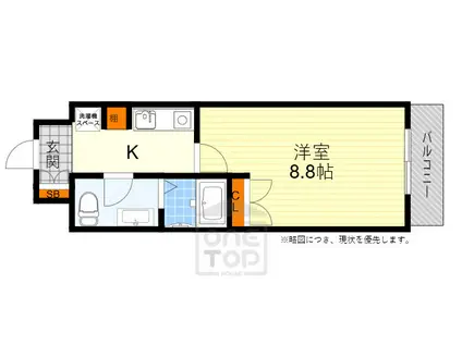 ヴィラフェザントⅡ(1K/3階)の間取り写真