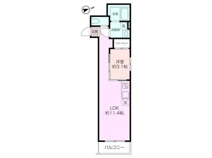 ETSUBO長後(1LDK/1階)の間取り写真