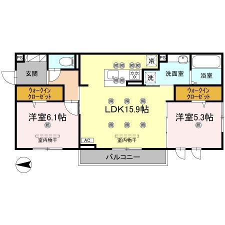 ドリーム大町(2LDK/2階)の間取り写真