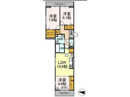 アベニール大倉山(3LDK/3階)の間取り写真