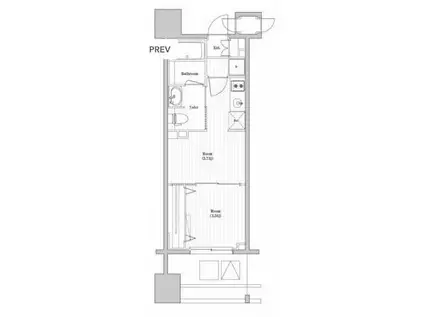 TOPAZ本厚木(1DK/15階)の間取り写真