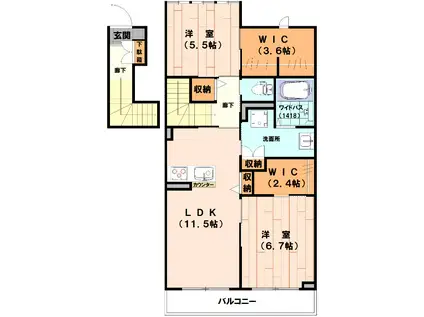 SHAMAISON A LOURE(2LDK/2階)の間取り写真