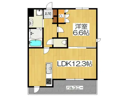 APPARTEMENTE パルクII(1LDK/1階)の間取り写真