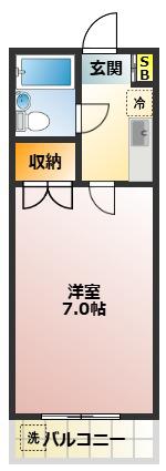 フォーシーズン要町(1K/2階)の間取り写真