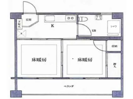 河田町ローヤルマンション(2K/5階)の間取り写真