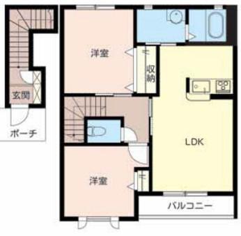 加古川ハイツ峰(2LDK/2階)の間取り写真