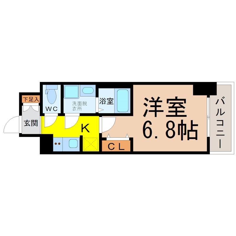 S-RESIDENCE鶴舞駅前(1K/8階)の間取り写真