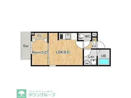 ジーメゾン前原(1LDK/2階)の間取り写真