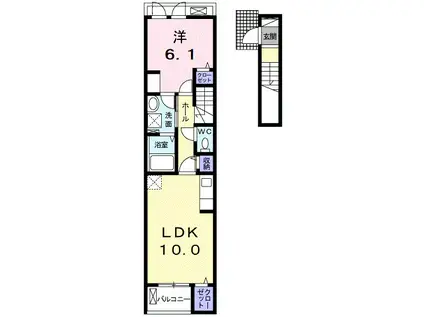 ベルファニー 立石C(1LDK/2階)の間取り写真