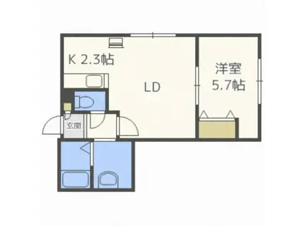 ゼスティ学園前(1LDK/3階)の間取り写真