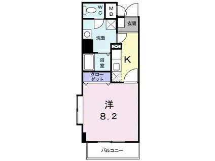 リヴ ウェル アサヒ(1K/4階)の間取り写真