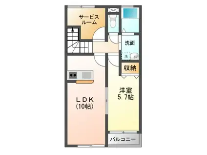 クレアージュ小中野AB(1LDK/2階)の間取り写真