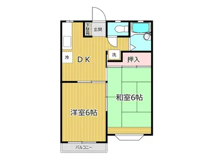 グリーンハイム高尾(2DK/2階)の間取り写真