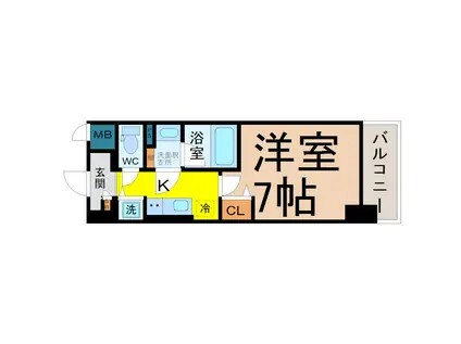 ル・シエル大秋(1K/6階)の間取り写真