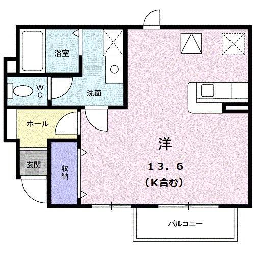 アルカンシェル庄内II(ワンルーム/1階)の間取り写真