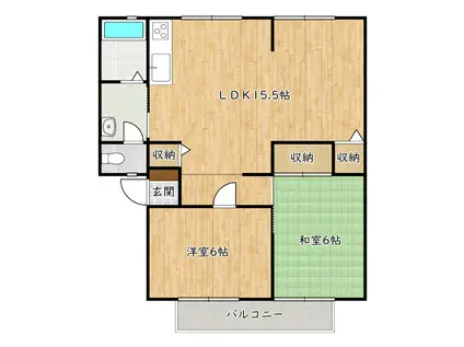 サンシャインハイツB(2LDK/1階)の間取り写真