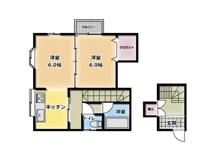 ROC裕光ヶ丘(1LDK/2階)の間取り写真