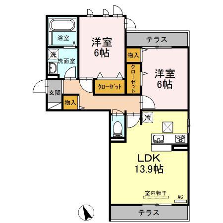 D-ROOMCIII(2LDK/1階)の間取り写真