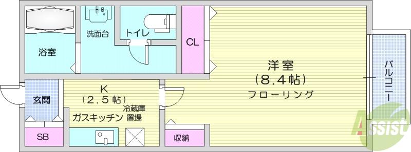 元町参番館(1K/1階)の間取り写真