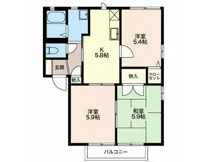 シャルマン森(3K/1階)の間取り写真