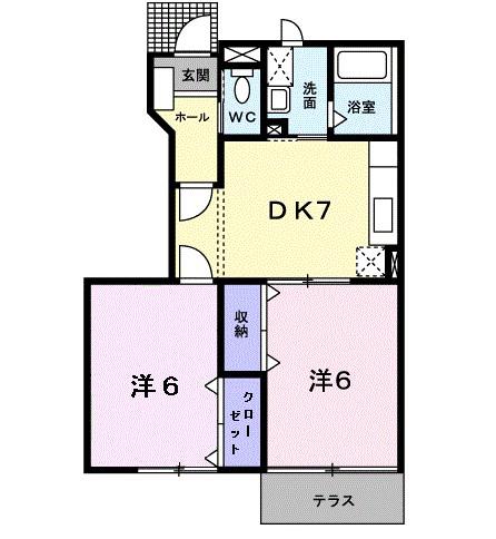 ノースショア(2DK/1階)の間取り写真