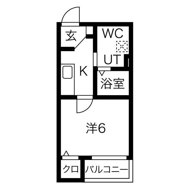 ロ・ハス千種(1K/3階)の間取り写真