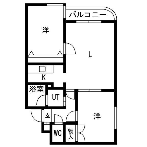 晃和レジデンス(2LDK/4階)の間取り写真