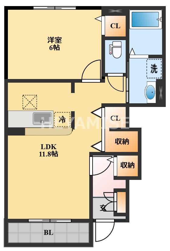 エスポワール弐番館(1LDK/1階)の間取り写真