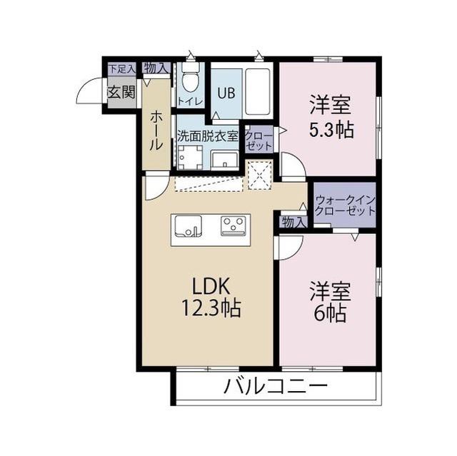 ロータスハウス(2LDK/3階)の間取り写真