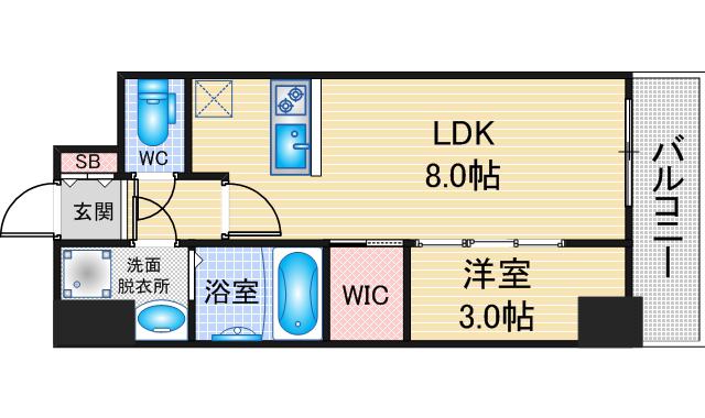 メイクスアート浄心(1LDK/3階)の間取り写真