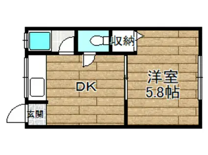 稲荷の森ハイツ(1DK/1階)の間取り写真