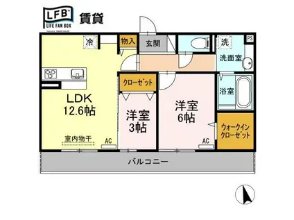  ティエード コート(2LDK/3階)の間取り写真