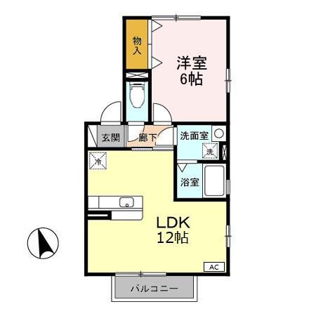 メルシー寿・幸 A棟(1LDK/2階)の間取り写真