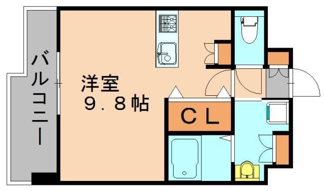 エンクレスト博多 THE TIME(ワンルーム/14階)の間取り写真