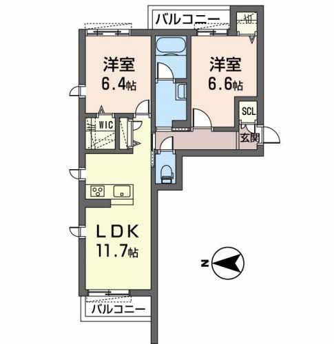 メゾン ド ソワ(2LDK/3階)の間取り写真