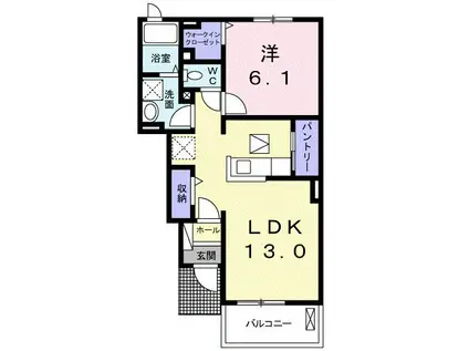 アヴェニール II(1LDK/1階)の間取り写真