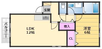 GRACE岸和田(1LDK/2階)の間取り写真