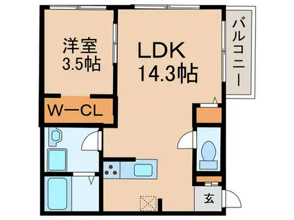 ユニオーネ豊田本町(1LDK/2階)の間取り写真