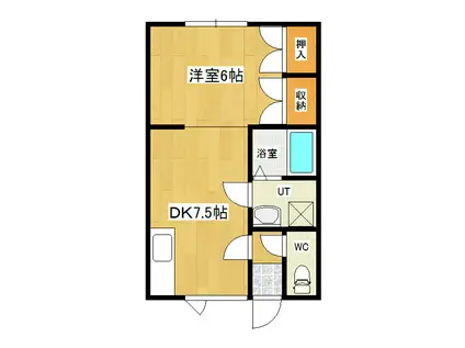 光西町進和ハイツ1(1DK/2階)の間取り写真